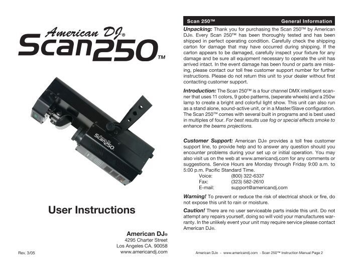 Scan 250 User Manual - American DJ