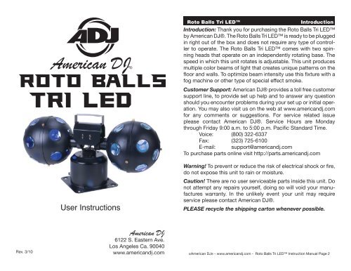 Rotoballs Tri LED User Manual - American DJ