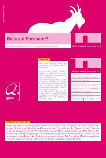 Flyer. - KÃ¶lner Freiwilligen Agentur