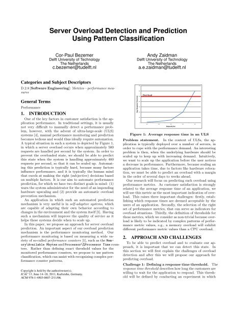 Server Overload Detection and Prediction Using Pattern Classification