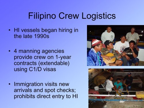 A sociocultural exploration of Filipino crew in the Hawaii longline fleet