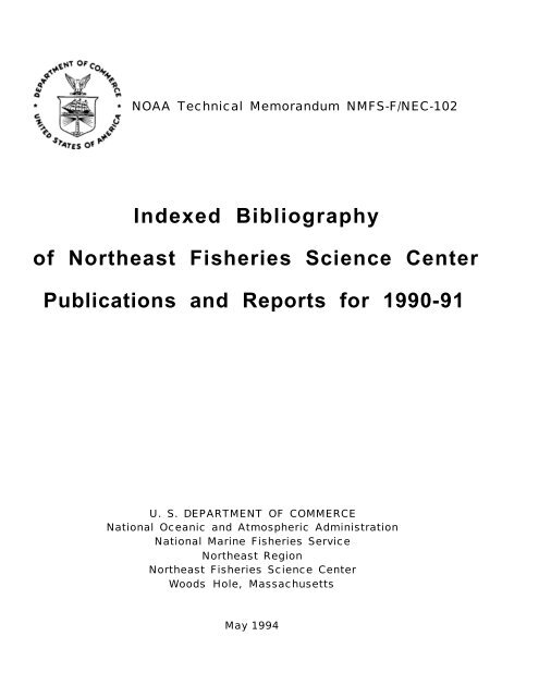 Indexed Bibliography of Northeast Fisheries Science Center ...