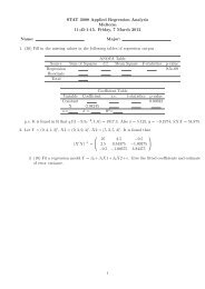 STAT 3008 Applied Regression Analysis Midterm 11:45-1:15. Friday ...