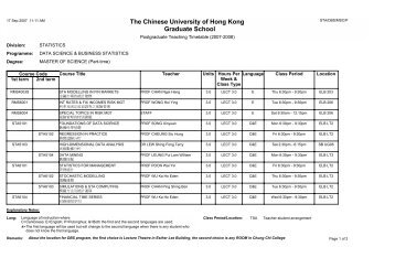 The Chinese University of Hong Kong Graduate School