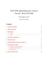 STAT 3008 Applied Regression Analysis Tutorial 1. R for STAT3008