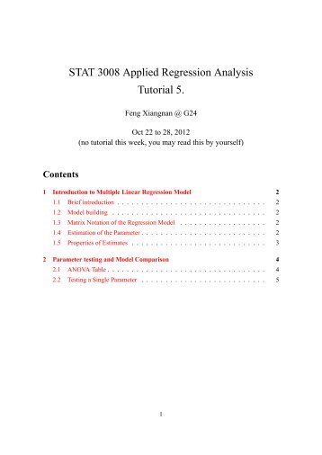 STAT 3008 Applied Regression Analysis Tutorial 5.