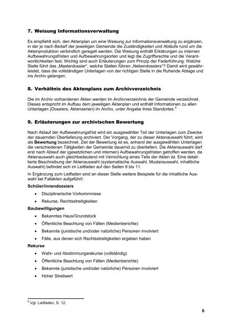 Musteraktenplan für katholische Kirchgemeinden - Staatsarchiv