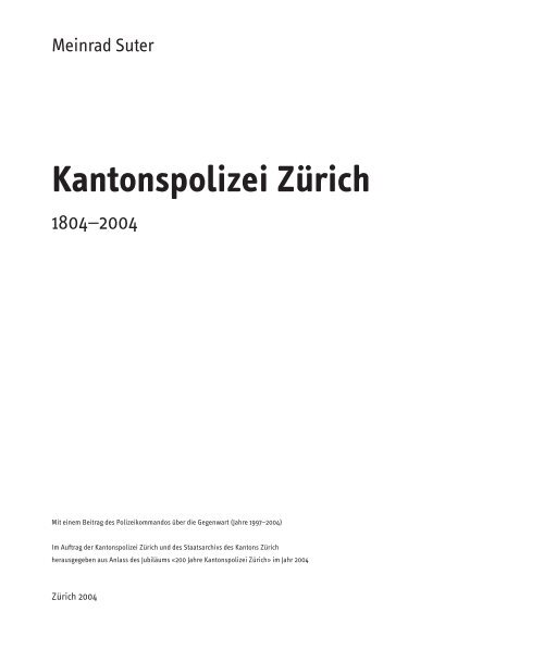 Kantonspolizei Zürich - Staatsarchiv - Kanton Zürich