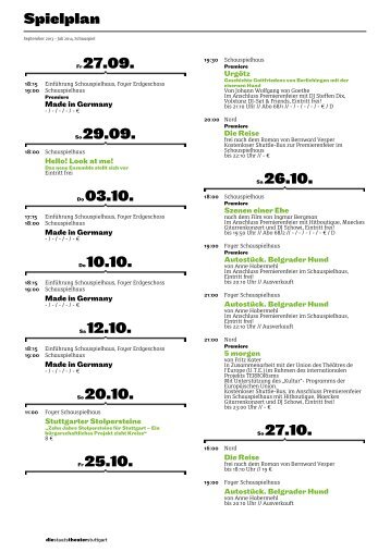 Spielplan - Die Staatstheater Stuttgart