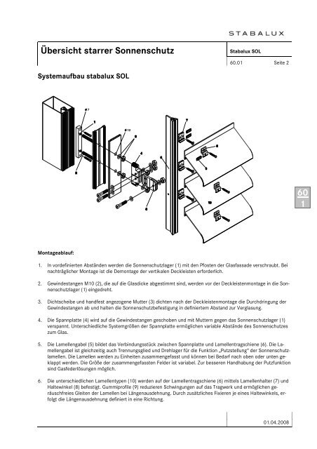 60.01 Übersicht starrer Sonnenschutz - Stabalux
