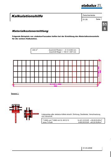 Kalkulationshilfe - Stabalux