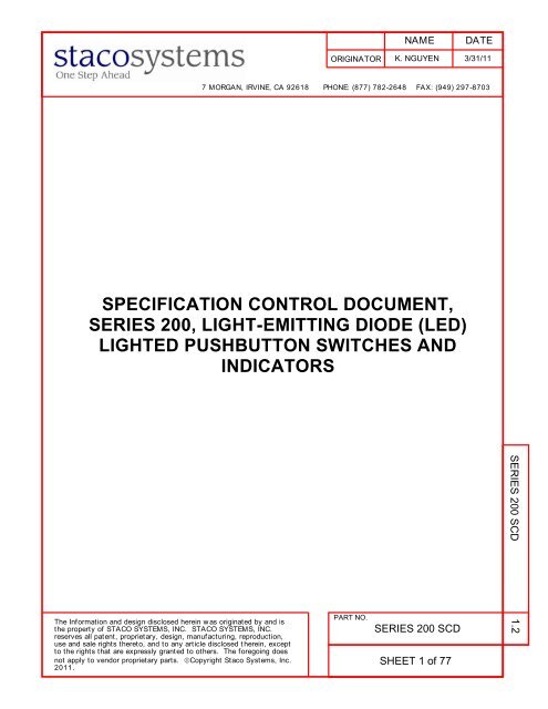Specification Control Document - Staco Systems