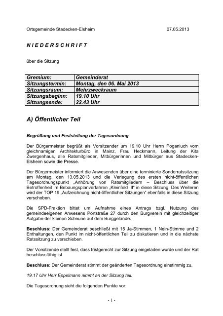 06.05. - Gemeindeverwaltung Stadecken-Elsheim