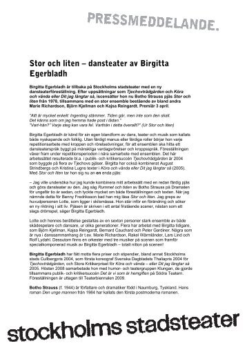 Stor och liten â dansteater av Birgitta Egerbladh - Stockholms ...