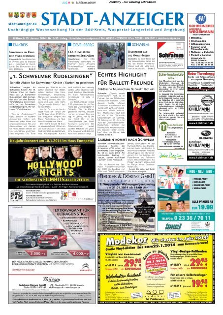 Ausgabe vom 15. Januar 2014 - Stadt-Anzeiger