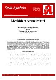 Merkblatt Arzneimittel - Stadt-Apotheke