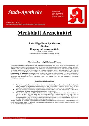 Merkblatt Arzneimittel - Stadt-Apotheke