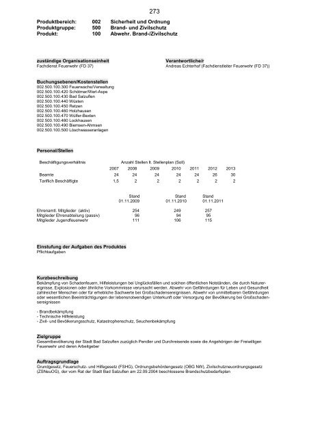 Haushaltsplan 2013, Entwurf - Bad Salzuflen