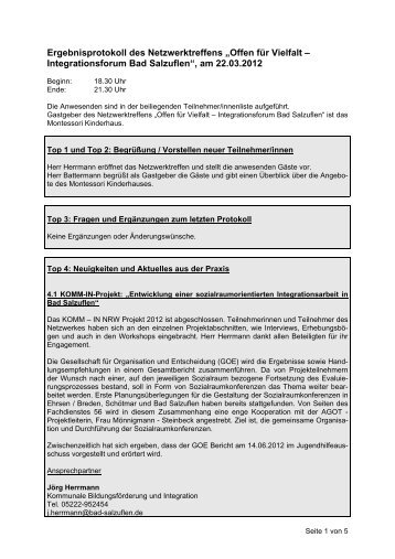 Netzwerktreffen am 22.03.2012 - Bad Salzuflen