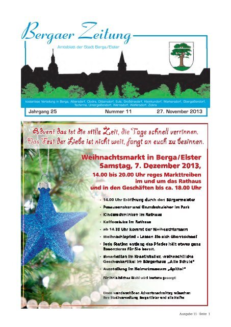 Bergaer Zeitung 11-2013 - Stadt Berga/Elster