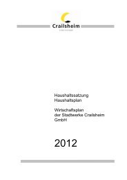 Haushaltssatzung Haushaltsplan Wirtschaftsplan der ... - Crailsheim