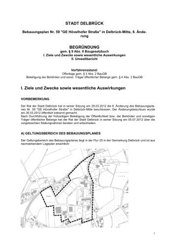 Begründung zu Bebauungsplan Nr. 59, 8. Änderung - Delbrück