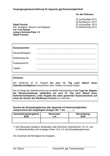 Vordruck - Stadt Frechen