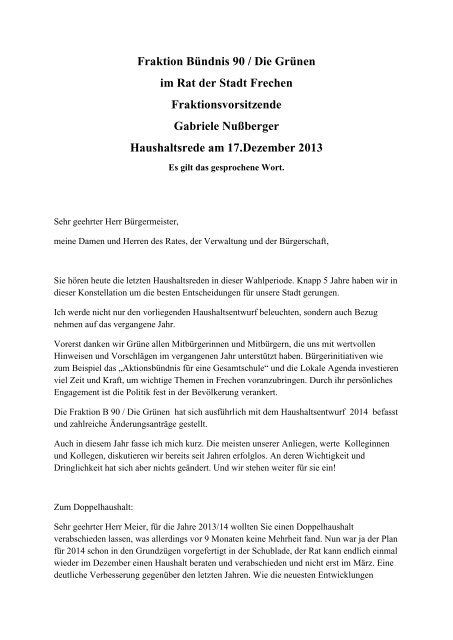 Rede von Gabriele Nußberger, Vorsitzende der ... - Stadt Frechen