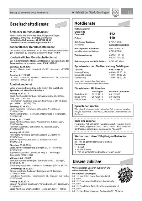 Amtsblatt Geislingen KW48 - Stadt Geislingen