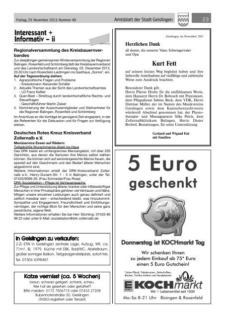 Amtsblatt Geislingen KW48 - Stadt Geislingen