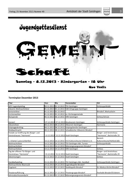 Amtsblatt Geislingen KW48 - Stadt Geislingen