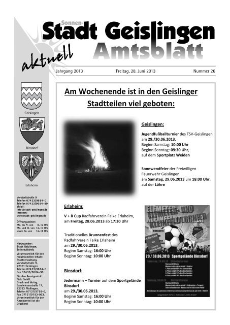 Amtsblatt Geislingen KW26 - Stadt Geislingen