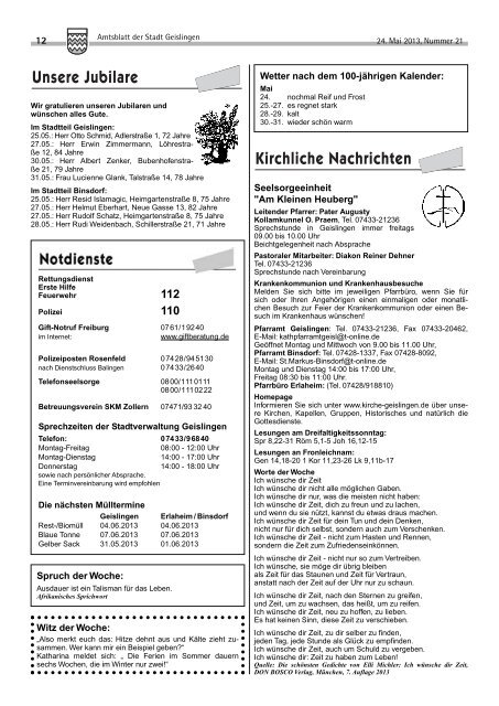 Amtsblatt Geislingen KW21 - Stadt Geislingen