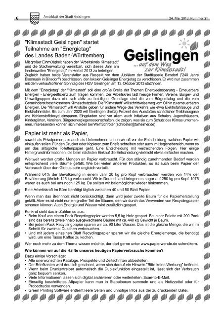 Amtsblatt Geislingen KW21 - Stadt Geislingen
