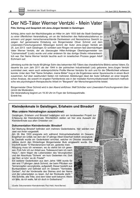 Amtsblatt Geislingen KW24 - Stadt Geislingen