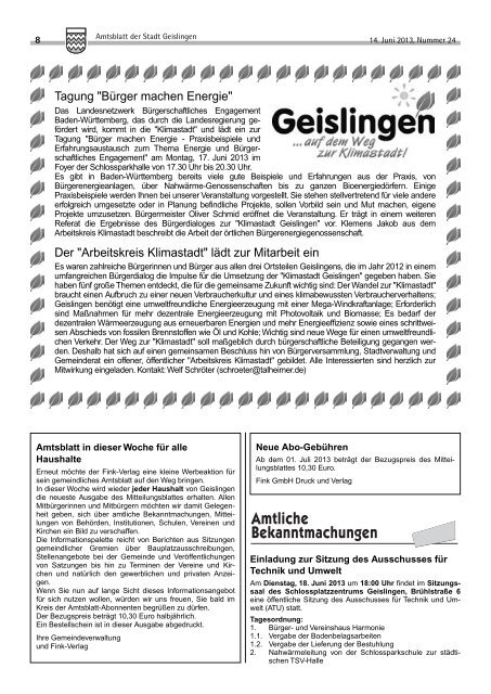 Amtsblatt Geislingen KW24 - Stadt Geislingen