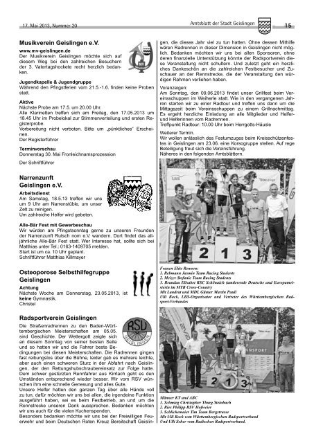 Amtsblatt Geislingen KW20 - Stadt Geislingen