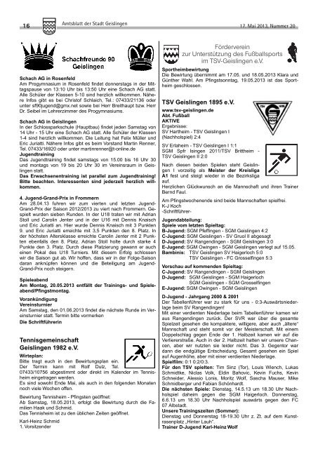 Amtsblatt Geislingen KW20 - Stadt Geislingen