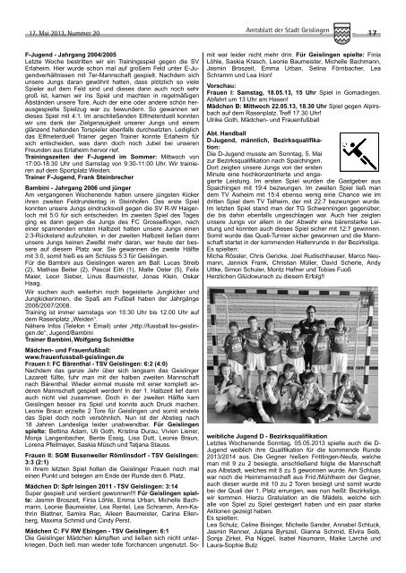 Amtsblatt Geislingen KW20 - Stadt Geislingen