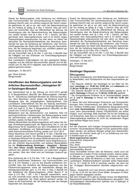 Amtsblatt Geislingen KW20 - Stadt Geislingen