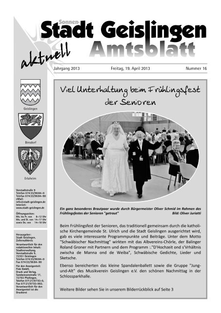 Amtsblatt Geislingen KW16 - Stadt Geislingen