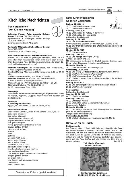 Amtsblatt Geislingen KW16 - Stadt Geislingen