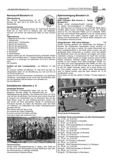 Amtsblatt Geislingen KW16 - Stadt Geislingen