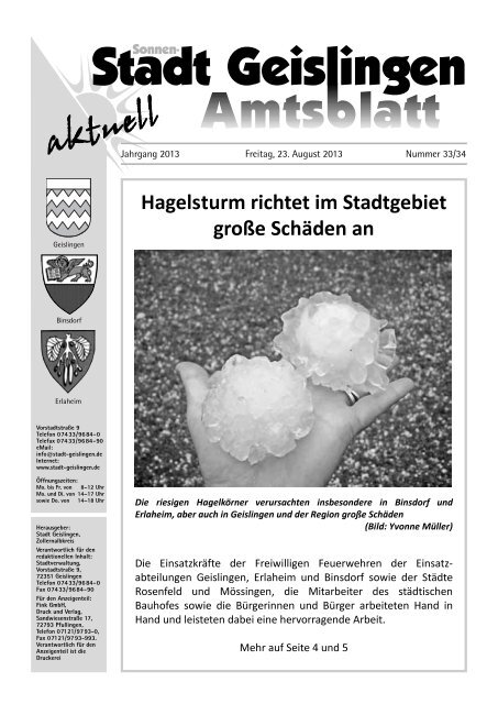 Amtsblatt Geislingen KW34 - Stadt Geislingen