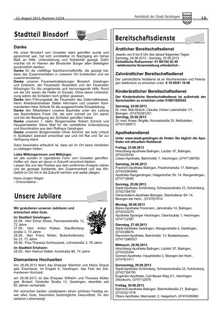 Amtsblatt Geislingen KW34 - Stadt Geislingen