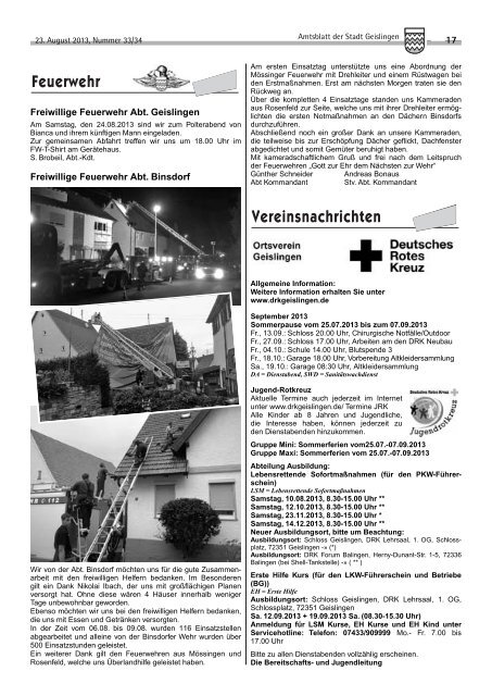 Amtsblatt Geislingen KW34 - Stadt Geislingen