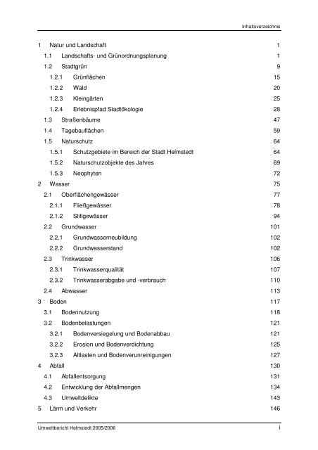 Umweltbericht 2005/2006 - Stadt Helmstedt