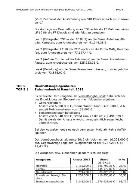 Sitzung vom 24.07.2012 - Stadt Immenstadt