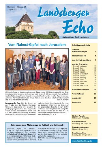 Vom Nahost-Gipfel nach Jerusalem - Landsberg