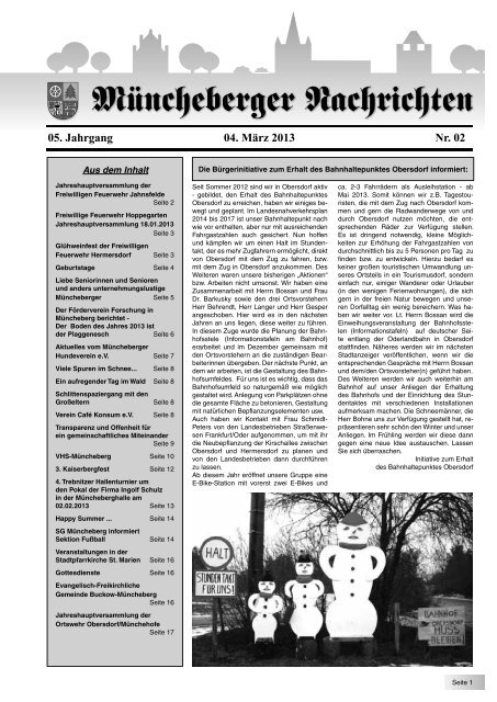 MÃ¼ncheberger Nachrichten vom 04.MÃ¤rz 2013 - Stadt MÃ¼ncheberg